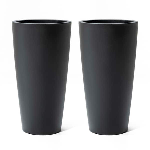 Step2 Tremont Tall 28 in. H x 15 in. W x 15 in. D Onyx Black Resin Round Indoor/Outdoor Planter - (2-Pack)