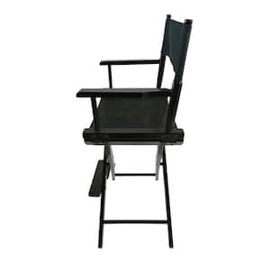 Casual Populus Wood Folding Lawn Chair Director's Chair Suitable for Adults, Black Frame and Black Canvas.2Pcs/Set