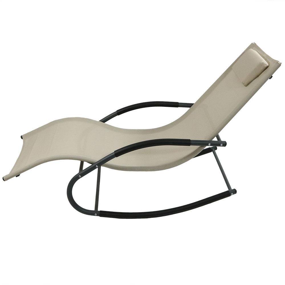 Beige Steel Rocking Wave Lounge Chairs with Cushions, Set of 2