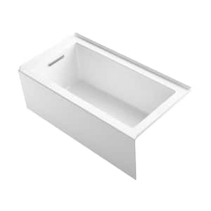 Underscore 60 in. x 30 in. Soaking Bathtub with Left-Hand Drain in White, Integral Flange