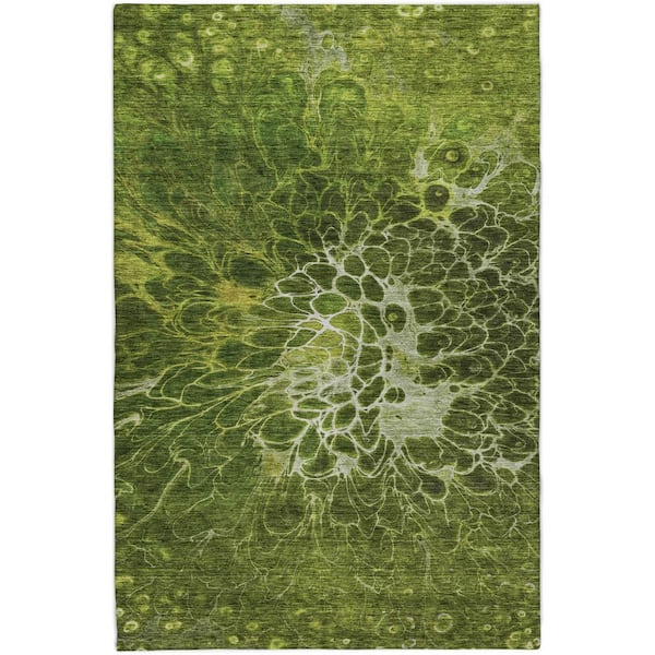 Dream Shag Premium Machine Washable Abstract ADS652 Olive 10 ft. x 14 ft. Area Rug