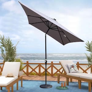 10 ft. x 6.5 ft. Outdoor Gray Cantilever Patio Umbrellas with Solar LED Lighted