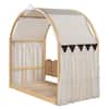 Natural Twin Size Expandable Kid Bed with Arched Roof