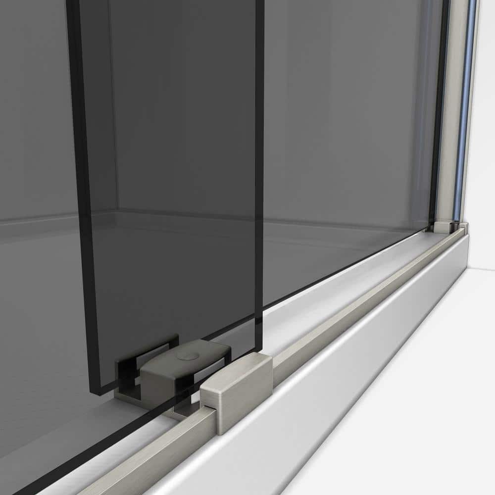 Sapphire 56-60" Brushed Nickel Semi-Frameless Sliding Shower Door with Smoke Gray Glass