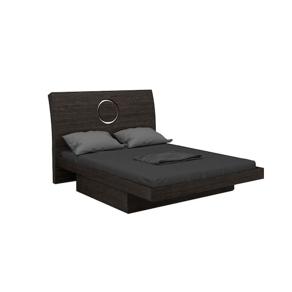 HomeRoots Charlie Gray Wood Frame King Platform Bed