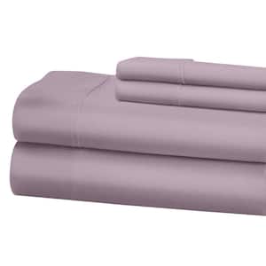 Purple 1200-Thread Count Deep Pocket Solid Cotton King Sheet Set