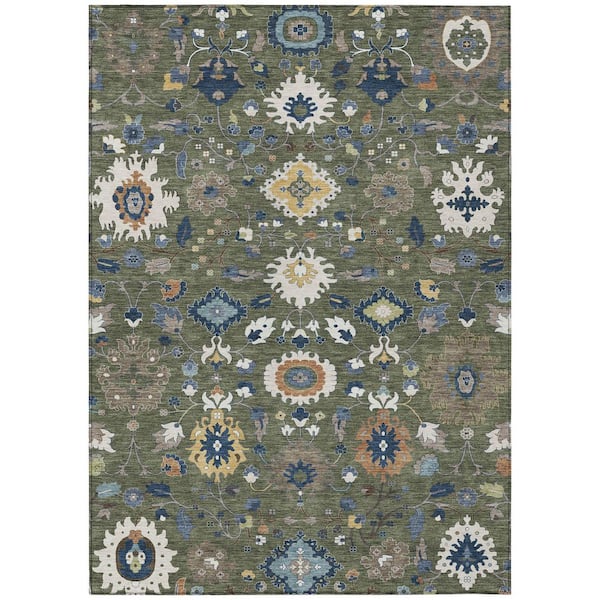 Chantille Machine Washable Indoor/Outdoor Abstract ACN2458 Olive 9 ft. x 12 ft. Area Rug