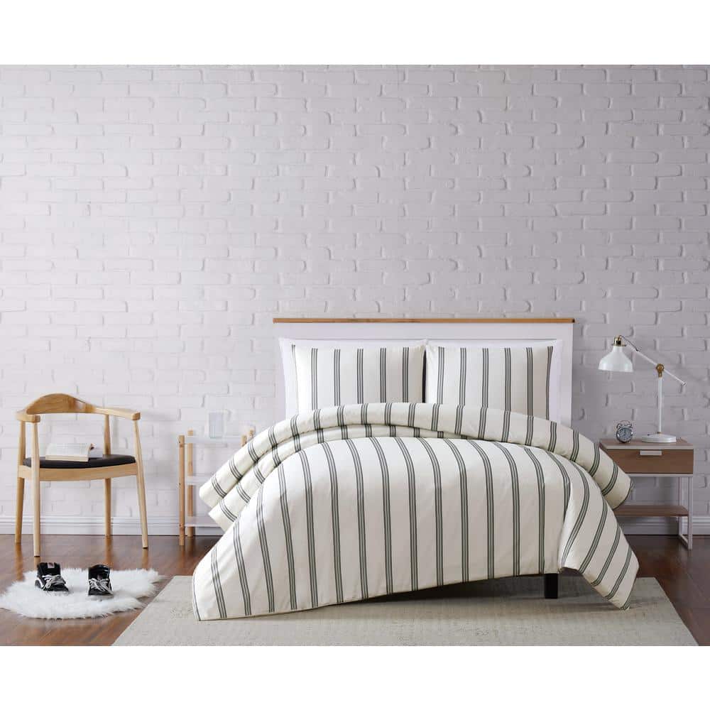 Scandinavian Striped Full/Queen Cotton Duvet Cover Set