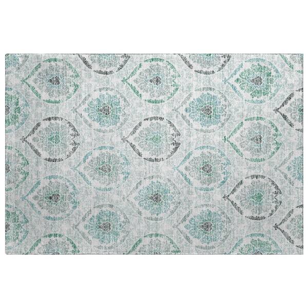 Dream Shag Premium Machine Washable Abstract ADS808 Teal 3 ft. x 4 ft. Area Rug