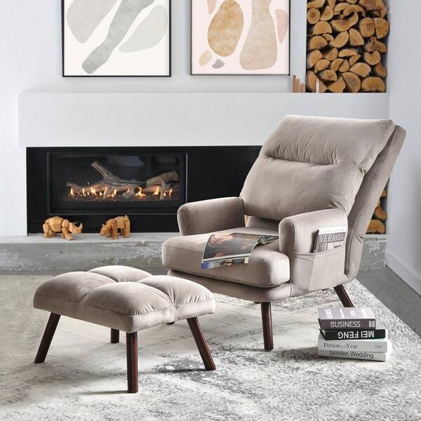 Velvet chair and ottoman sales