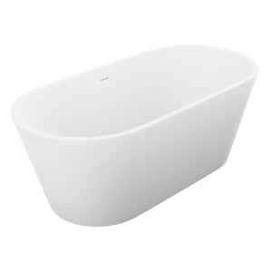 Rossetto 28 in. L x 67 in. W Man-Made Stone Center Drain Freestanding Bathtub in Matte White