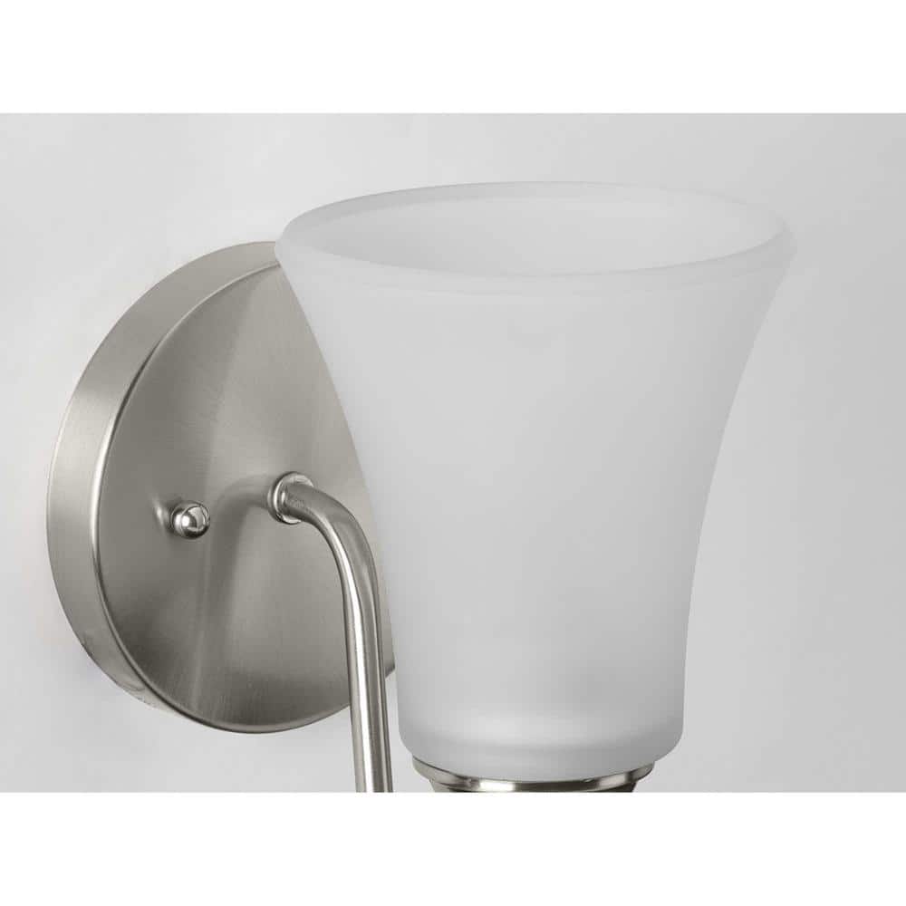 Brushed Nickel 8" Bath Wall Light with Etched Glass Shade
