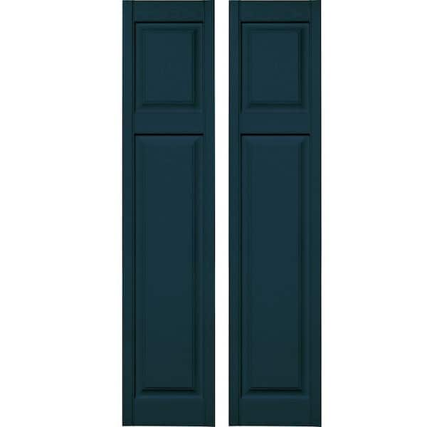 Builders Edge 15 in. x 67 in. Cottage Style Raised Panel Vinyl Exterior Shutters Pair #166 Midnight Blue