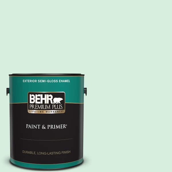 BEHR PREMIUM PLUS 1 gal. #470C-2 Winter Fresh Semi-Gloss Enamel Exterior Paint & Primer