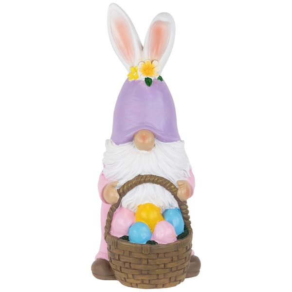 Easter Bunny Gnome with Egg Basket Figurine-11.5 in.