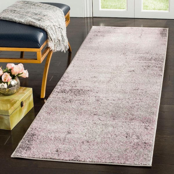 Adirondack Light Gray/Purple 3 ft. x 14 ft. Distressed Runner Rug