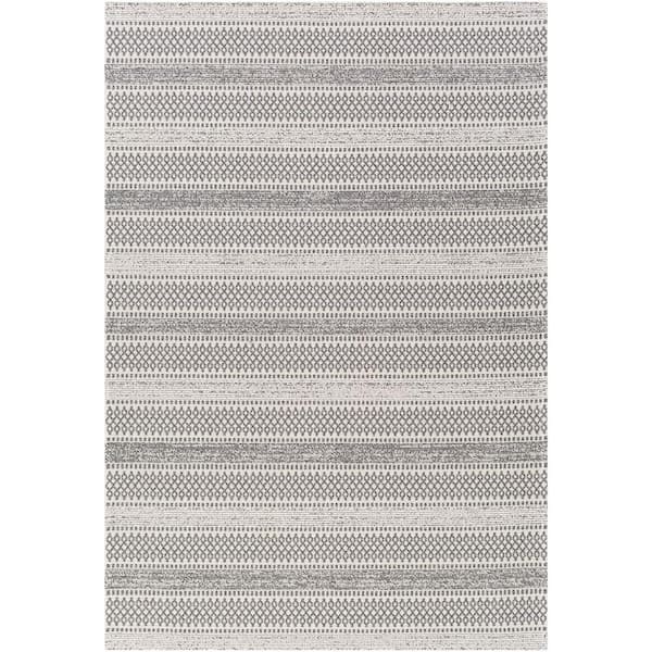 Dorean Taupe 8 ft. x 10 ft. Striped Geometric Machine-Washable Area Rug