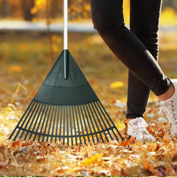 43 in. to 66 in. Adjustable Garden Leaf Rake Telescopic Metal Rake WITH ...