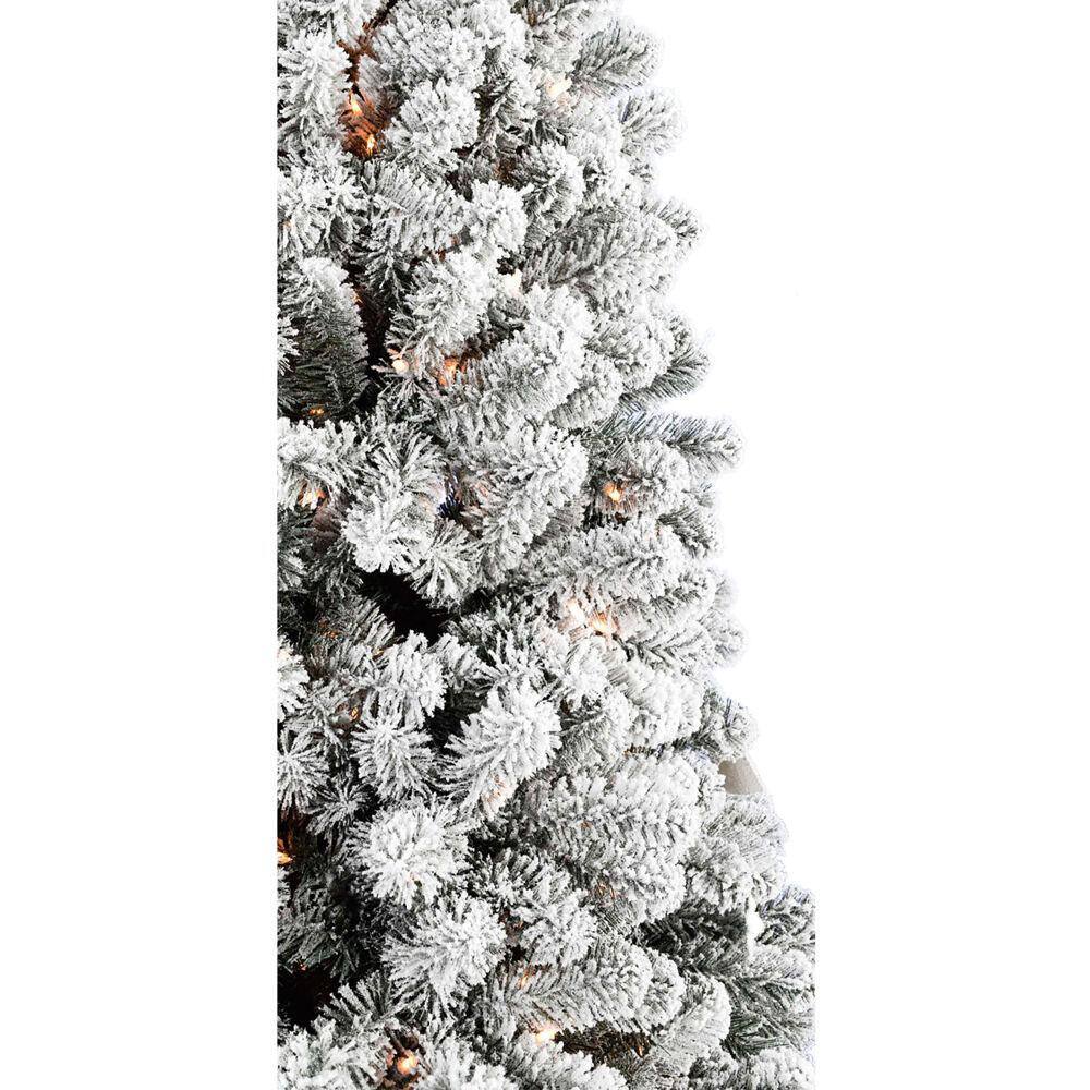 12-Ft White Flocked Pine Christmas Tree with Warm LED Lights