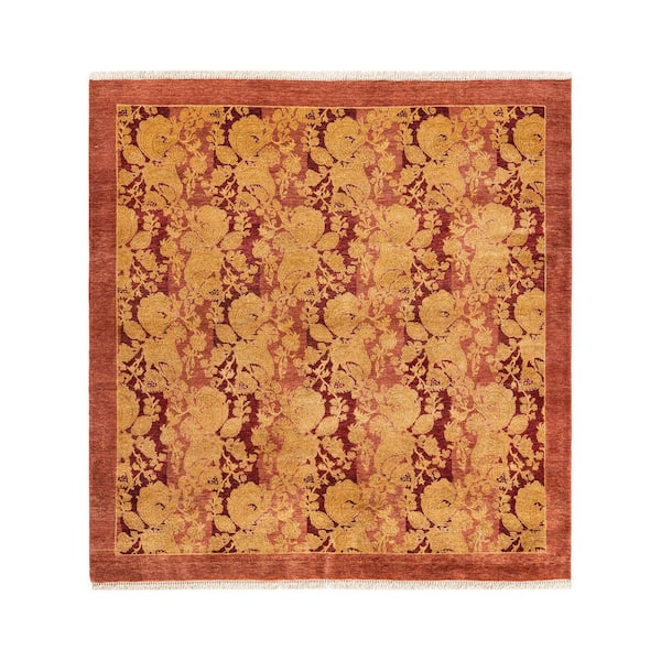 Mogul One-of-a-Kind Traditional Pink 4 ft. 4 in. x 4 ft. 4 in. Abstract Area Rug