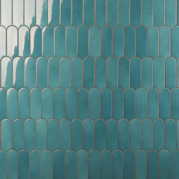 Surface Design Wall Panel – Glossy - Turquoise Blossom – 38.25 x 96 x  0.17