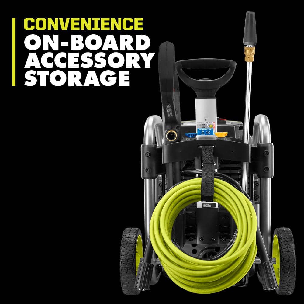 Compact Green and Black Electric Pressure Washer with Metal Frame