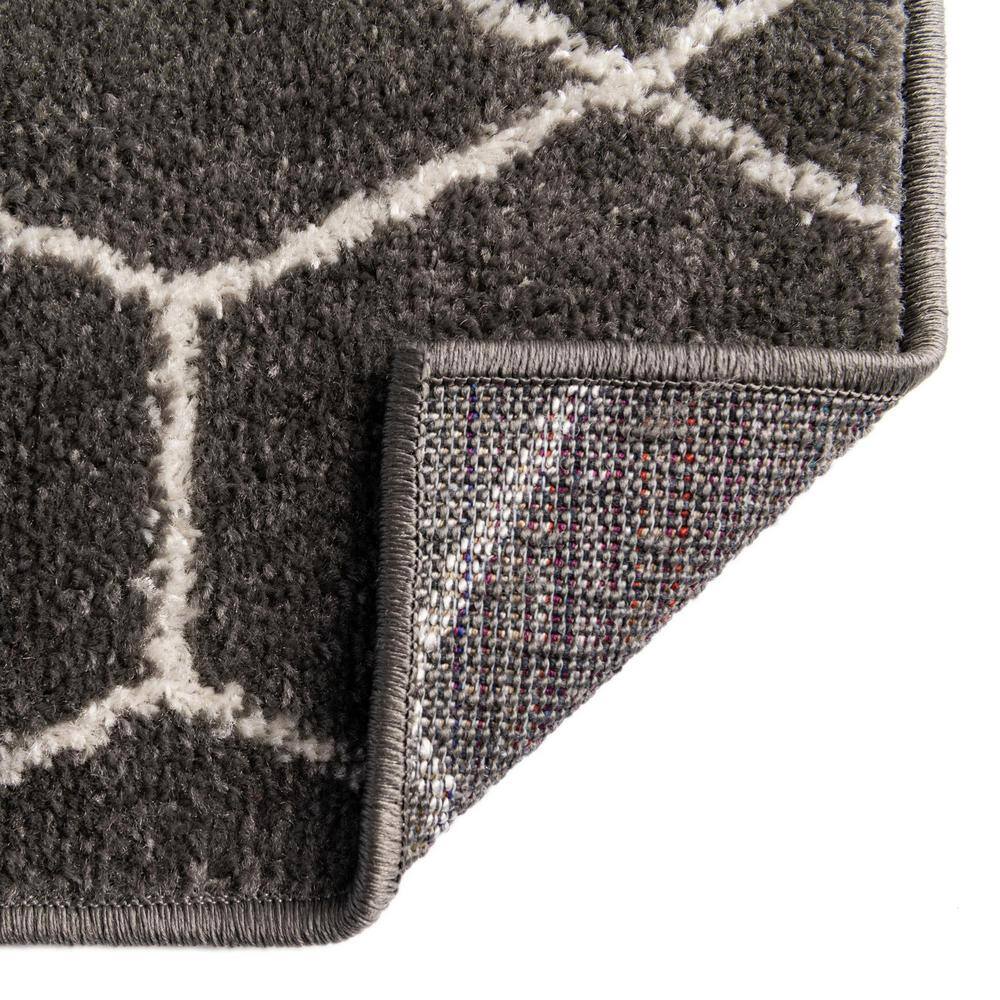 Trellis Frieze Dark Gray Square Synthetic Area Rug