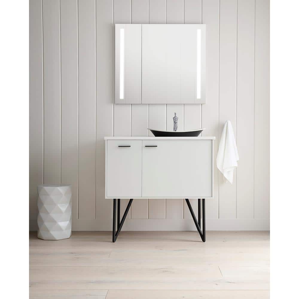 Verdera 34" x 30" Lighted Frameless Medicine Cabinet with Electrical Outlet