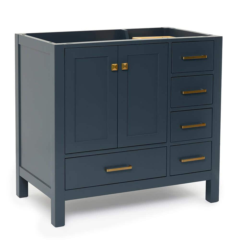 Midnight Blue 36" Freestanding Solid Wood Vanity Cabinet