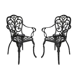 Kaya Shiny Copper Stationary Cast Aluminum Outdoor Dining Chair (2-Pack)