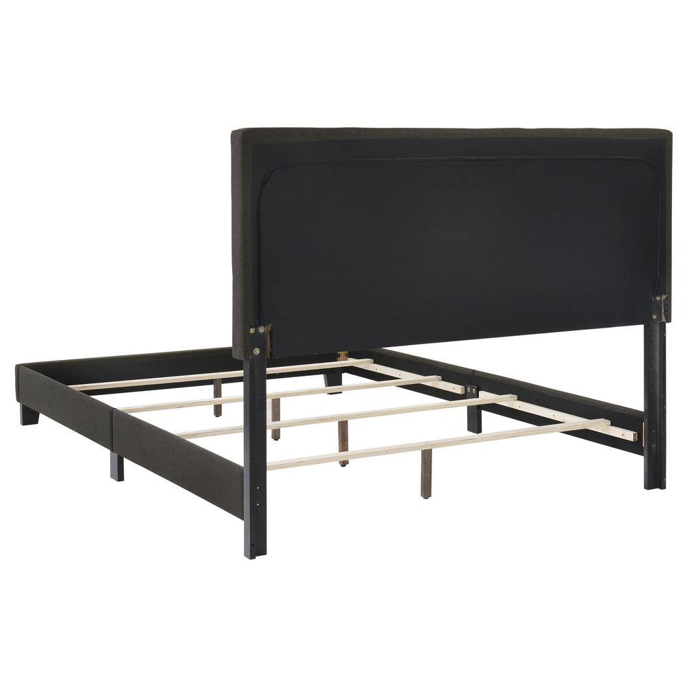 Gray Full Upholstered Bed with Tufted Headboard and Wood Frame
