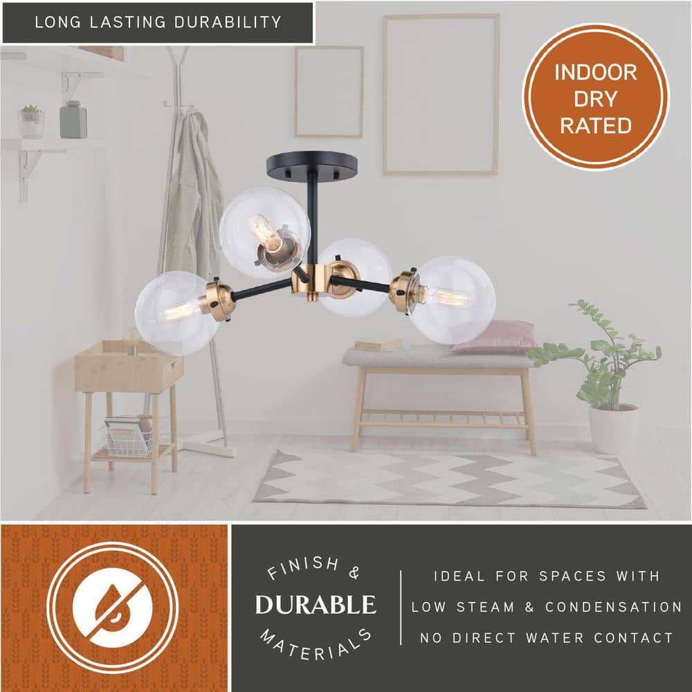 Orbit 20" Bronze and Glass Sputnik Ceiling Light