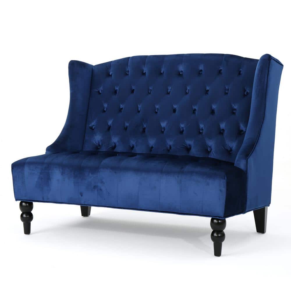 50.4 in. Navy Blue Tufted Velvet 2-Seater Armless Loveseat with High Back price history on PriceWatchPro