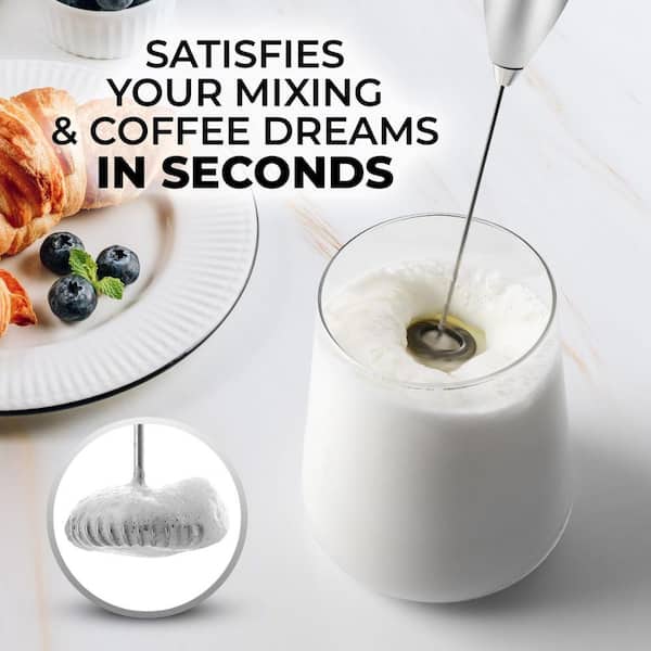 Zulay Kitchen Handheld Electric Milk Frother Whisk with Upgraded