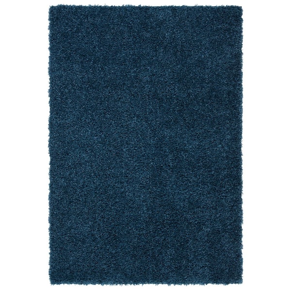 August Shag Navy 5 ft. x 8 ft. Solid Area Rug