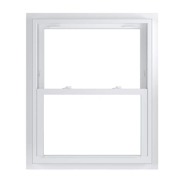 American Craftsman 33.75 in. x 40.75 in. 70 Series Low-E Argon Glass Double Hung White Vinyl Fin with J Window, Screen Incl