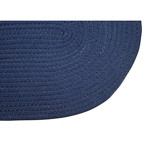 Country Braid Collection Dark Blue Solid 42" x 66" Oval 100% Polypropylene Reversible Solid Area Rug