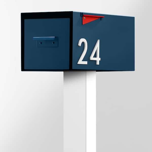 The Malone Color Series-Blue Malone Post Mounted Mailbox with White Post