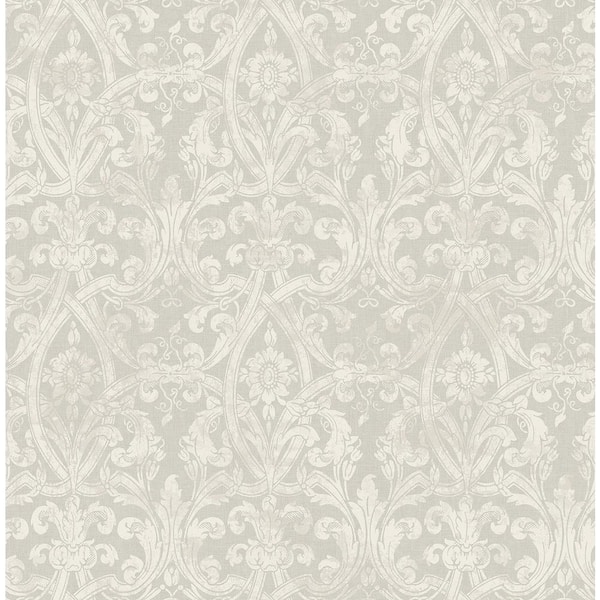 CASA MIA Damask Fleur de Lis Grey Paper Non Pasted Strippable Wallpaper Roll (Cover 56.05 sq. ft.)