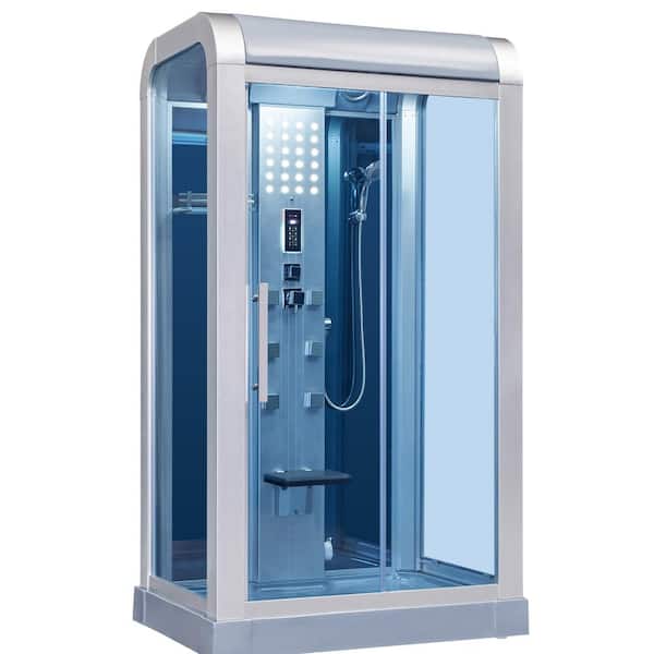 MESA 47 in. Freestanding Steam Shower Blue Glass