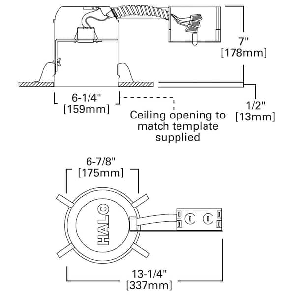 H7 6 in. Aluminum Recessed Lighting Housing for Remodel Ceiling, Insulation Contact