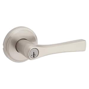 Katella Satin Nickel Keyed Entry Door Lever Featuring SmartKey Technology with Microban