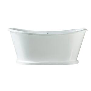 Raynor 66 in. Cast Iron Flatbottom Non-Whirlpool Bathtub in White with No Faucet Holes