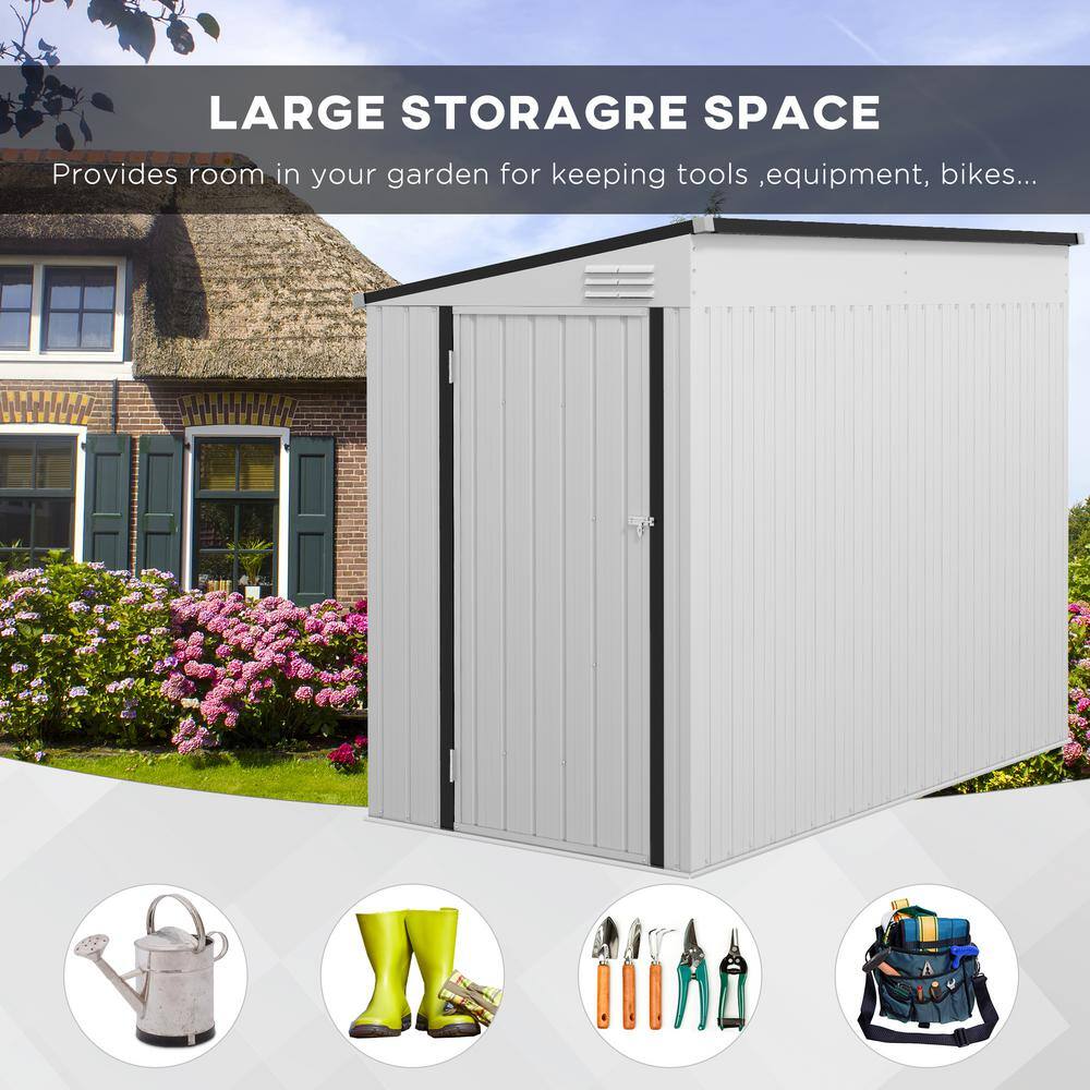 White 4' x 8' Galvanized Steel Lean-to Storage Shed