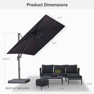 8 ft. Square Olefin Outdoor Patio Cantilever Umbrella Aluminum Offset 360° Rotation Umbrella in Dark Gray