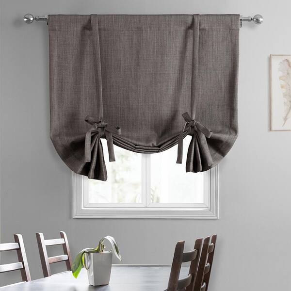 Exclusive Fabrics & Furnishings Mink Grey Faux Linen Room Darkening 46 in.  W x 63 in. L Rod Pocket Tie-Up Window Shade (1 Panel) BOCH-TU18511-63 - The  Home Depot