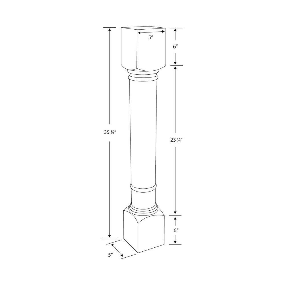 35.25" High Maple Mission Weave Kitchen Island Leg