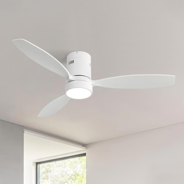 MODERN HABITAT Serenity Shine 52 in. Integrated LED Indoor Flush Mount White Standard Ceiling Fan with Light and Remote
