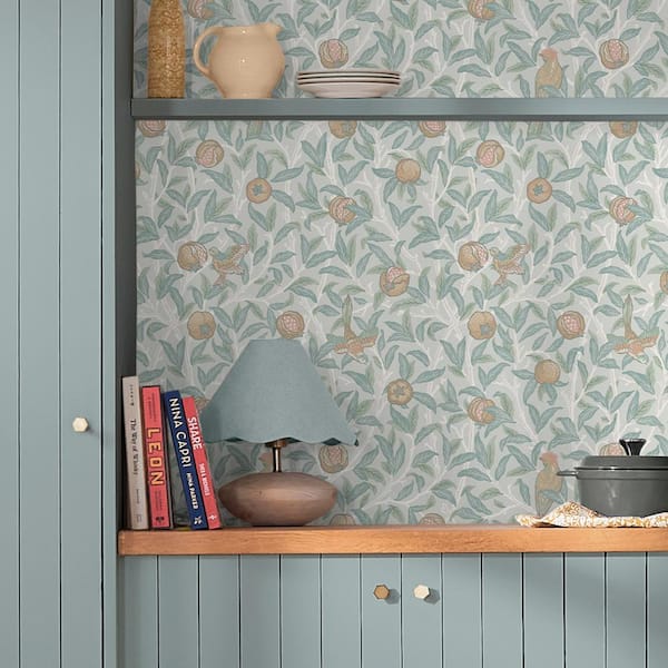 Graham & Brown William Morris At Home Bird and Pomegranate Duck Egg  Wallpaper 124261 - The Home Depot