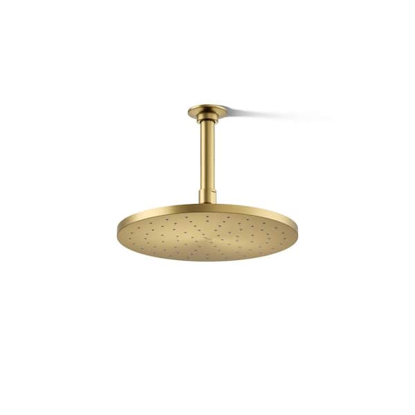 KOHLER 1-Spray Patterns with 2.5 GPM 10 in. Ceiling Mount Fixed Shower Head in Vibrant Brushed Moderne Brass